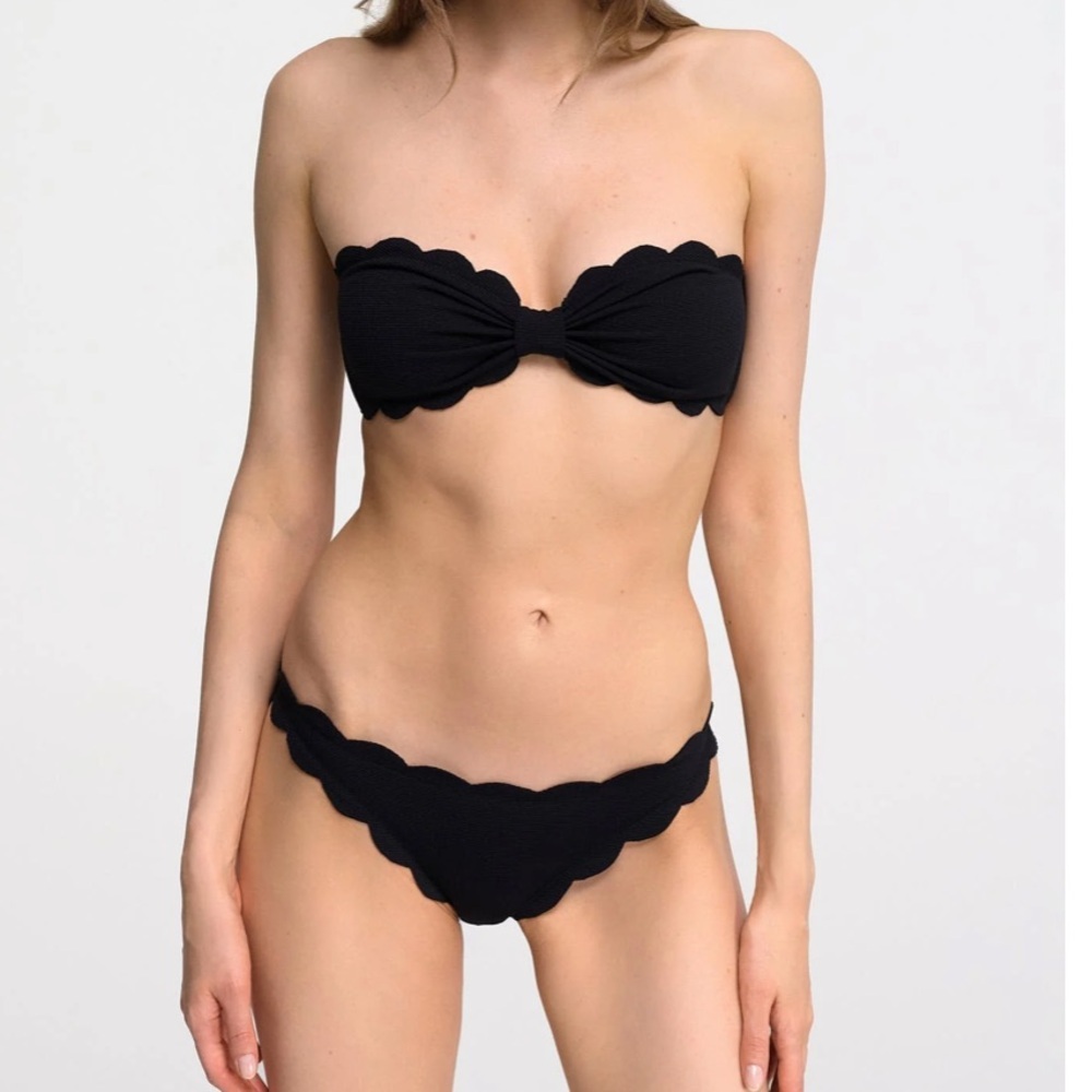 Marysia Antibes Black Scalloped Strapless Low Rise Swim suit Women’s Sz M